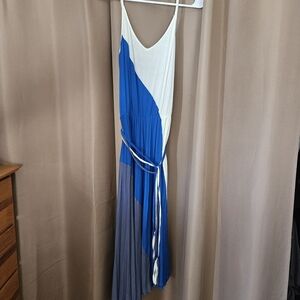 VENUS Blue and Gray Midi Dress